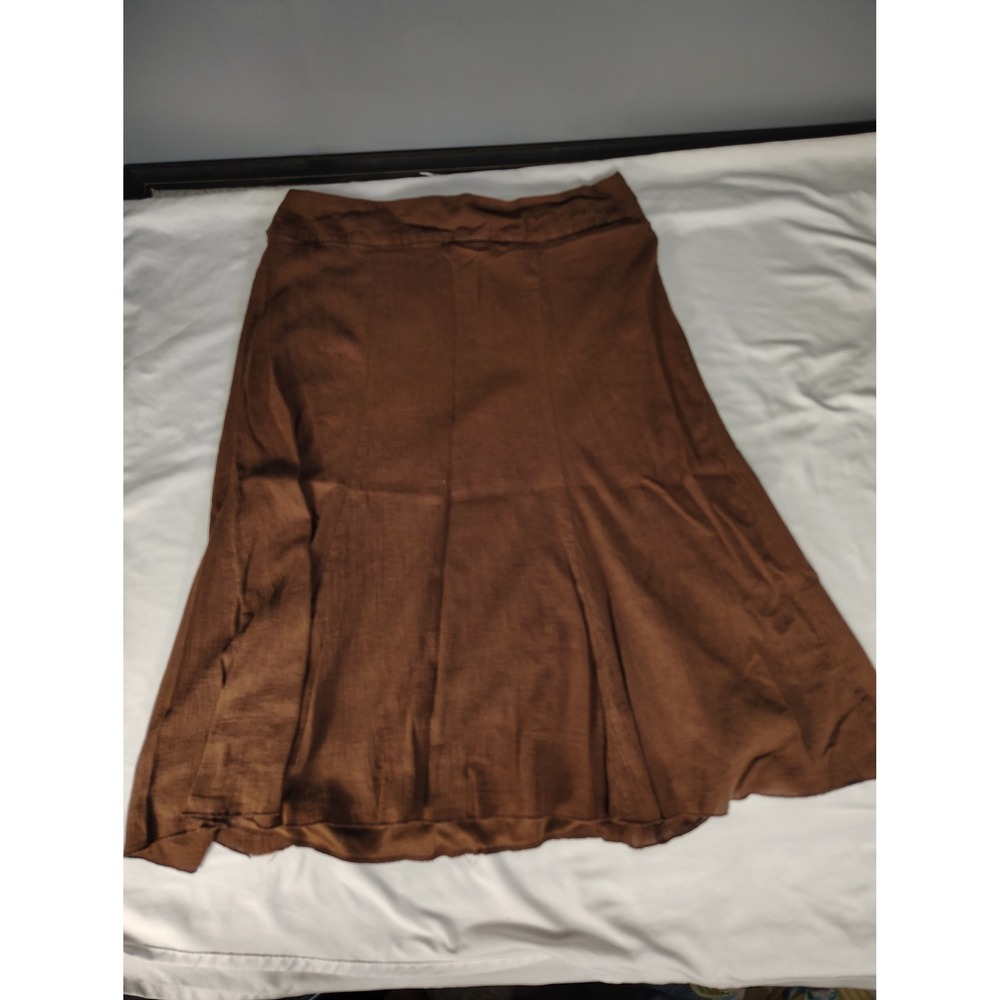 Laura‎ Scott Brown Cotton Gauze Midi Skirt Womens Large Lined A-Line